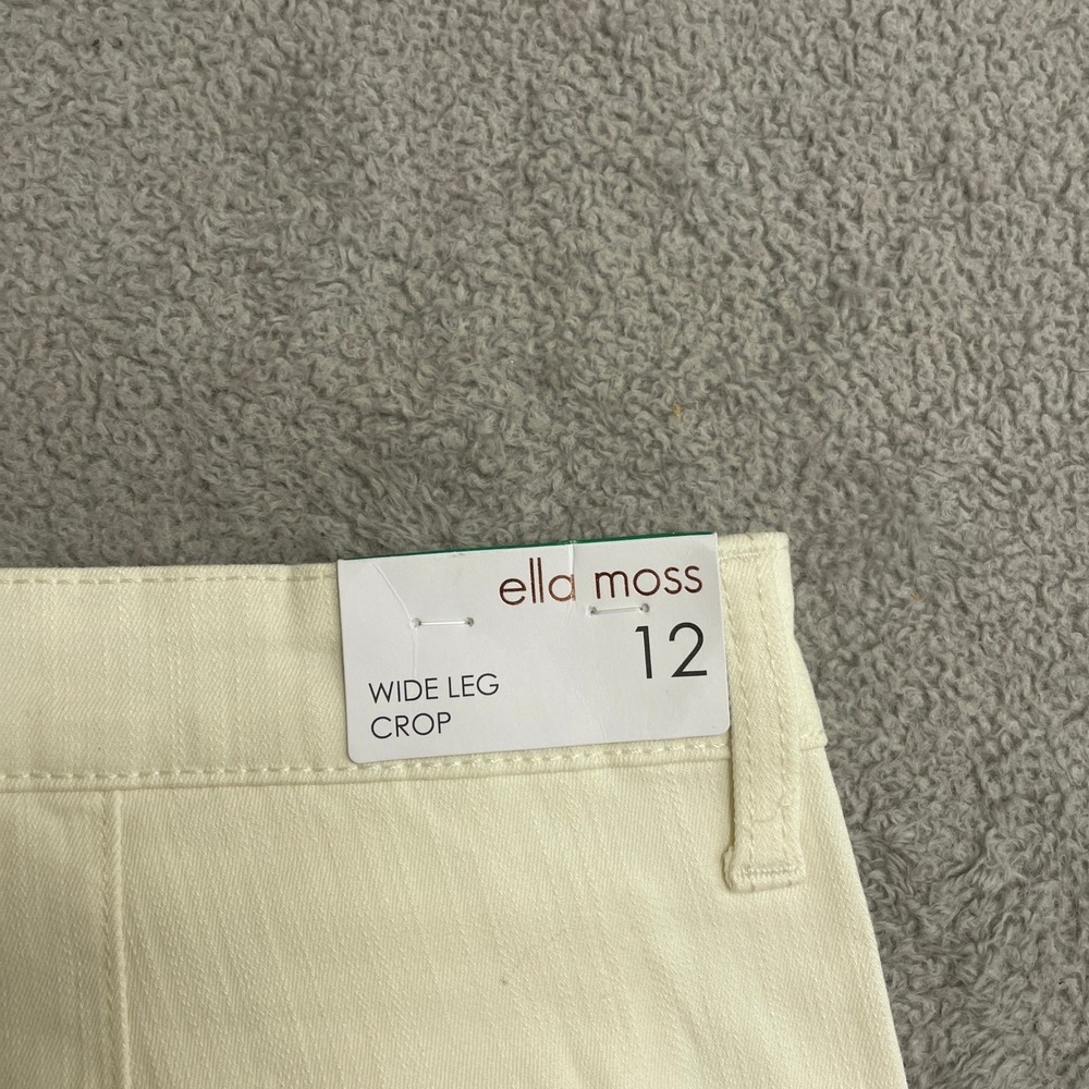NEW Ella Moss Women's Size 12 Wide Leg Crop Pants Cream Cotton Blend - Picture 7 of 12